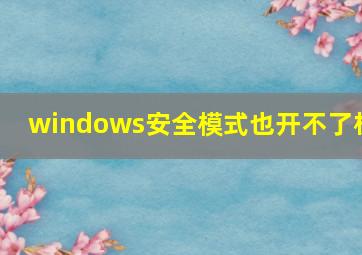 windows安全模式也开不了机