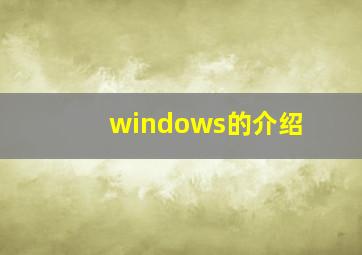 windows的介绍