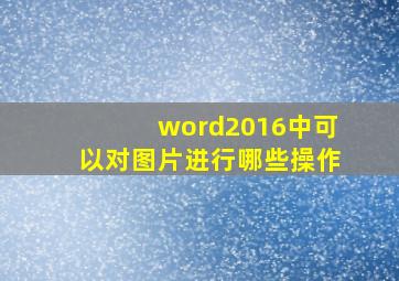 word2016中可以对图片进行哪些操作