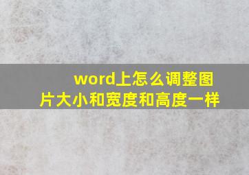 word上怎么调整图片大小和宽度和高度一样