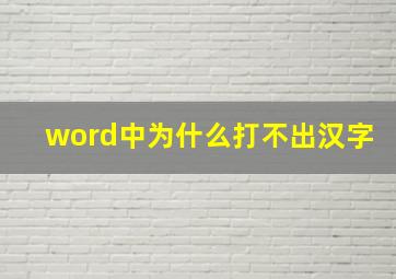 word中为什么打不出汉字