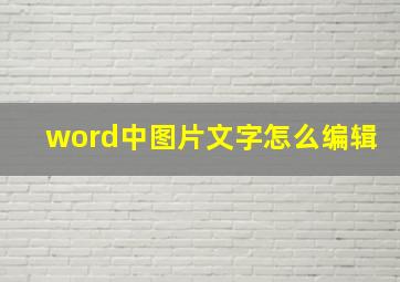 word中图片文字怎么编辑