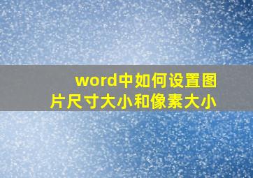 word中如何设置图片尺寸大小和像素大小