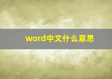 word中文什么意思