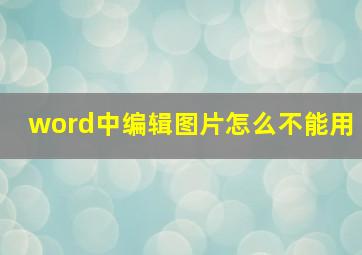 word中编辑图片怎么不能用