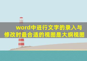 word中进行文字的录入与修改时最合适的视图是大纲视图