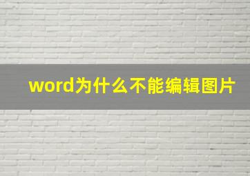 word为什么不能编辑图片