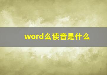 word么读音是什么