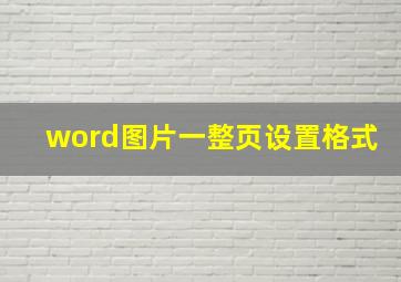 word图片一整页设置格式