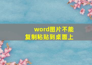 word图片不能复制粘贴到桌面上