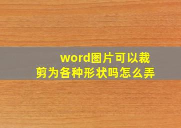 word图片可以裁剪为各种形状吗怎么弄