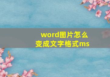 word图片怎么变成文字格式ms