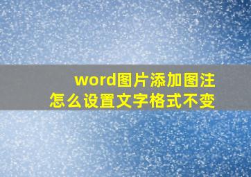 word图片添加图注怎么设置文字格式不变