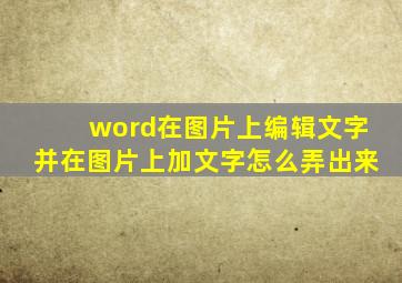 word在图片上编辑文字并在图片上加文字怎么弄出来