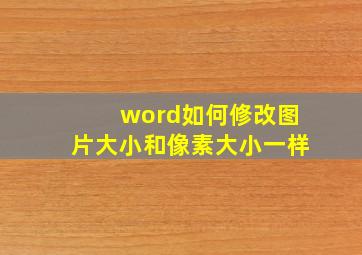 word如何修改图片大小和像素大小一样