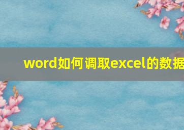 word如何调取excel的数据