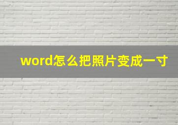 word怎么把照片变成一寸