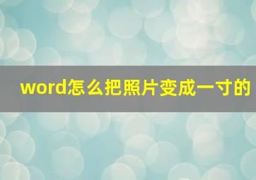 word怎么把照片变成一寸的