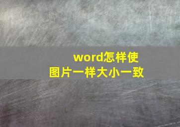 word怎样使图片一样大小一致