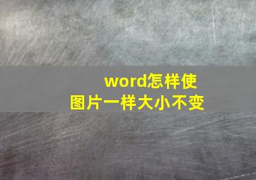 word怎样使图片一样大小不变