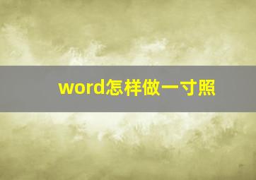 word怎样做一寸照