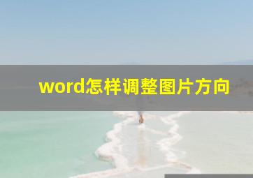 word怎样调整图片方向