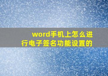 word手机上怎么进行电子签名功能设置的