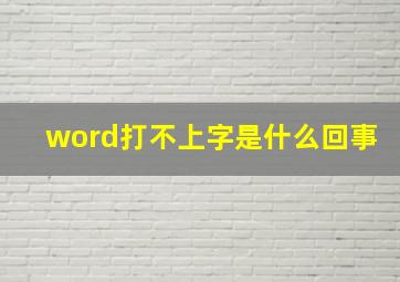 word打不上字是什么回事