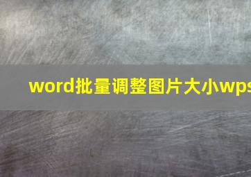 word批量调整图片大小wps