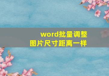 word批量调整图片尺寸距离一样