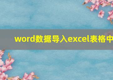 word数据导入excel表格中