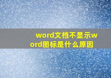 word文档不显示word图标是什么原因