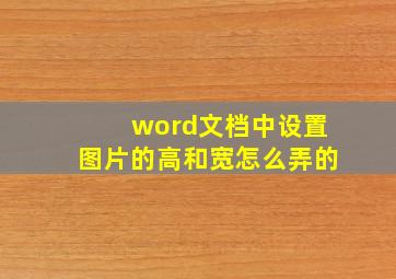 word文档中设置图片的高和宽怎么弄的