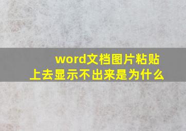 word文档图片粘贴上去显示不出来是为什么