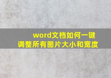 word文档如何一键调整所有图片大小和宽度