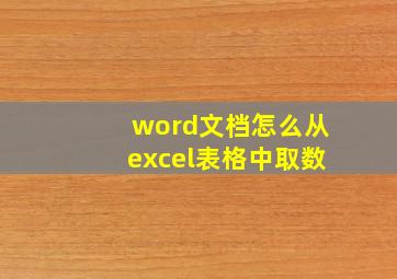 word文档怎么从excel表格中取数