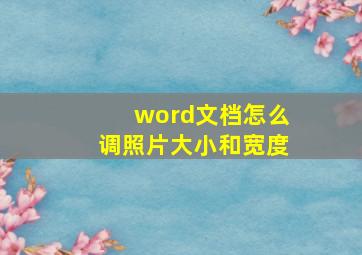 word文档怎么调照片大小和宽度