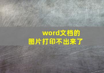 word文档的图片打印不出来了