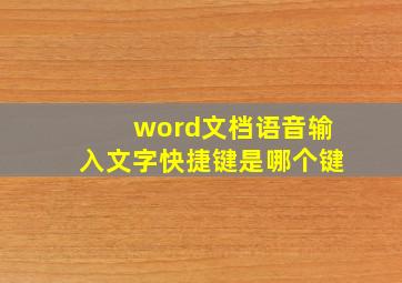 word文档语音输入文字快捷键是哪个键