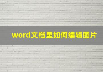 word文档里如何编辑图片