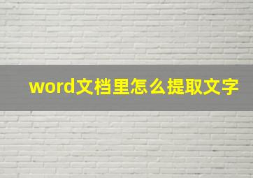 word文档里怎么提取文字