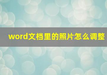 word文档里的照片怎么调整