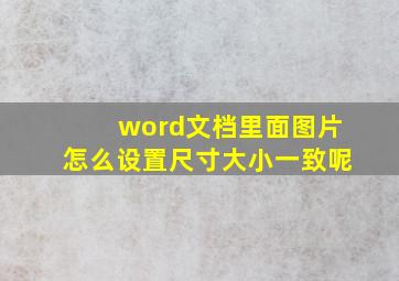 word文档里面图片怎么设置尺寸大小一致呢