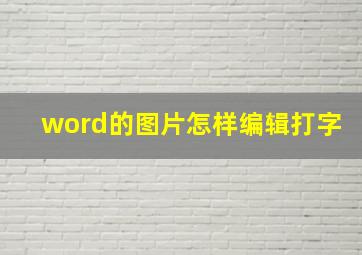 word的图片怎样编辑打字