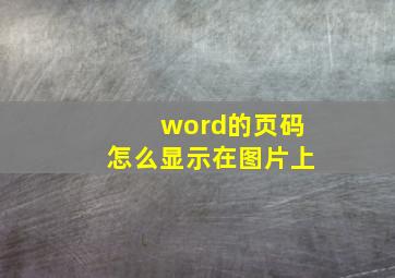 word的页码怎么显示在图片上