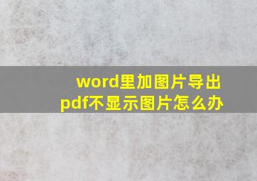 word里加图片导出pdf不显示图片怎么办