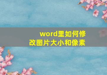 word里如何修改图片大小和像素