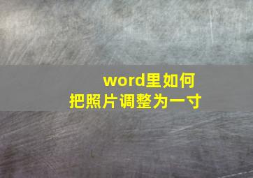 word里如何把照片调整为一寸