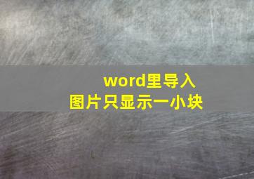 word里导入图片只显示一小块