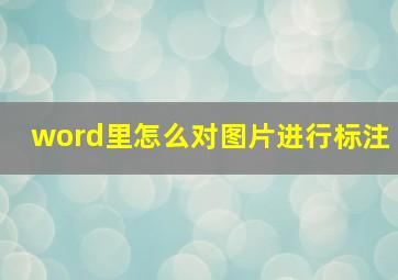 word里怎么对图片进行标注